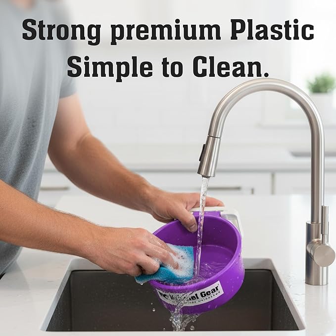 Dog Crate Water Bowl No Spill, 20oz Food-Grade Polypropylene Feeder, Secure Crate Mount with Covered Parts, Travel-Ready & Easy to Clean (Purple)