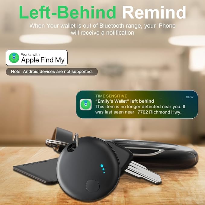 Tracker Tag 4 Packs Bluetooth Tracker, Smart Tag Locator Tracking Device, Keys Finder and Item Locator,Air Tracker Item Finders with Find My(iOS Only) Track Your Keys (Black, 4 Pack)