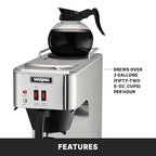 Waring WCM50 Café Deco Pour Over Decanter Coffee Brewer, Stainless Steel Construction, Two Individually Operated Warmers, No Plumbing Required, 120V, 5-15 Phase Plug,Silver