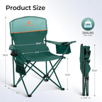 ALPHA CAMP Camping Chairs 250LBS Capacity, Heavy Duty Folding Chair with 4-Can Cooler Bag, Portable Outdoor Chair with Cup Holder for Adults, Collapsible for Tailgating, Beach, Fishing,Black,2PC