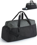 BAGSMART Foldable Travel Duffle Bag, Lightweight 56L Weekender Duffel Bag With Shoe Compartment, Water Resistant Workout Duffle Sports Bag for Travel Yoga, Black