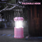 4-Pack Mini LED Pink Camping Lanterns, Portable Camping Lights, Outdoor Handled Lamps, Essential Emergency Lights for Power Outages, Hiking, Hurricane
