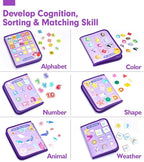 hahaland Busy Board Montessori Toys - 3 Year Old Girl Gifts Bithday Gift Ideas 3rd - 8 in 1 Preschool Learning Activities - Educational Toys Little Girls Age 3 Travel Busy Book for Airplane Car Rides