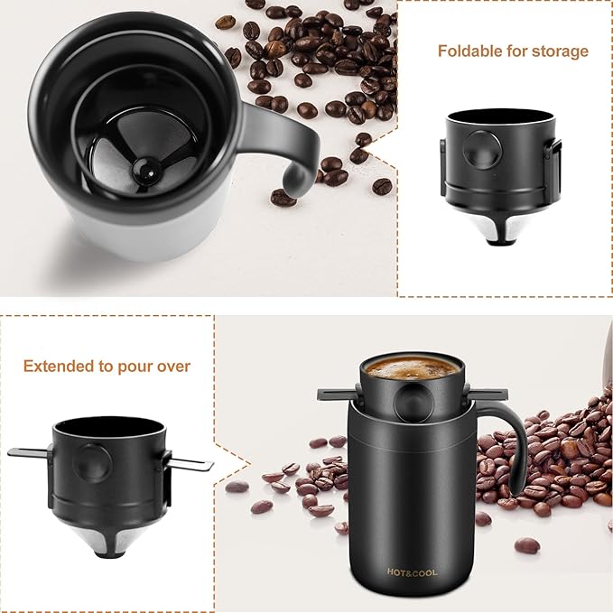 MACIFECI 16oz Camping Coffee Maker Pour Over Coffee Maker Camping Coffee Pot Portable Coffee Maker for Travel Camping Offices Backpacking Outdoor