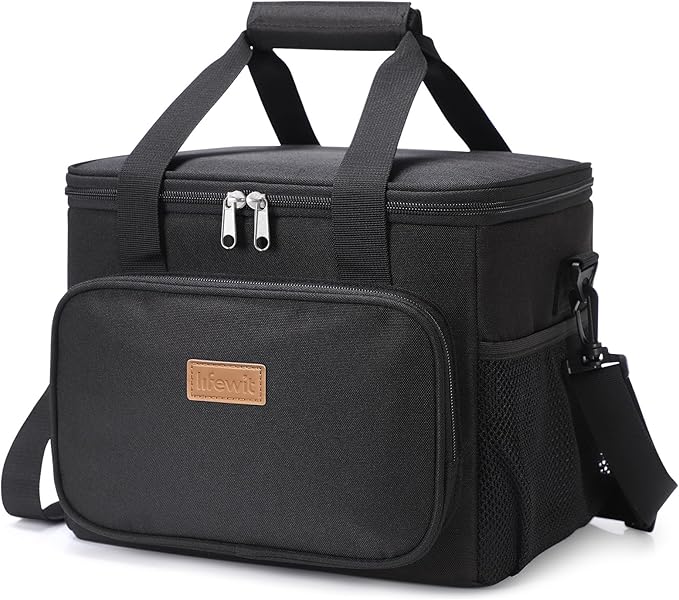 Lifewit Large Lunch Bag, Insulated Lunch Box, Soft Cooler Cooling Tote for Adult Men Women, Black 24-Can (15L)