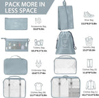 KPX 8 Set Packing Cubes for Travel, Luggage Packing Organizers Accessories Large Toiletries Bag for Clothes Shoes Cosmetics (Grey)