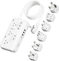TESSAN Voltage Converter US to Europe 220 to 110, Universal Travel Adapter Voltage Converter with 4 USB Ports (1 USB C), 3 AC and EU UK AU IT in ZA Plug Power Adapter, Step Down Transformer, 6 FT