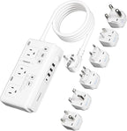 TESSAN Voltage Converter US to Europe 220 to 110, Universal Travel Adapter Voltage Converter with 4 USB Ports (1 USB C), 3 AC and EU UK AU IT in ZA Plug Power Adapter, Step Down Transformer, 6 FT