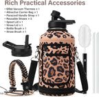 DYSANKY Insulated Water Bottle | Thickened Stainless Steel Vacuum Metal | Portable Sports Half Gallon Large Water Jug for Gym and Hiking with Straw, Carrier Bag, Handle Strap | BPA-Free 64 oz