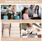 8 Set Packing Cubes for Travel,Suitcase Organizer Bags for Luggage with Shoe & Hanging Toiletry Bag, Vacation Essentials & Accessories for Cruise Ship, Airplane Must-Have,Road Trip & Camp Gifts(Cream)
