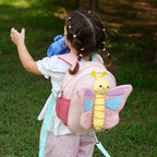 GAGAKU Kids Backpack with Leash for Girls Age 2-4, Cute 3D Butterfly Preschool Backpack, Lightweight Nylon Toddler Backpack for Kindergarten Travel School