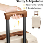 6 Piece Luggage Sets with Bags, Lightweight Expandable Checked Luggage Sets, Hardshell ABS Spinner Wheels Carry on Suitcase with TSA Lock, for Travel, Women Men (Cream Brown, 18/20/24/28inch+2bags)