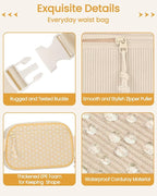 Vankor Beige Fanny Packs for Women Corduroy, Cute Beige Belt Bag for Women Crossbody Stylish Waist Pack Purse for Travel, Hiking, Workout, Running