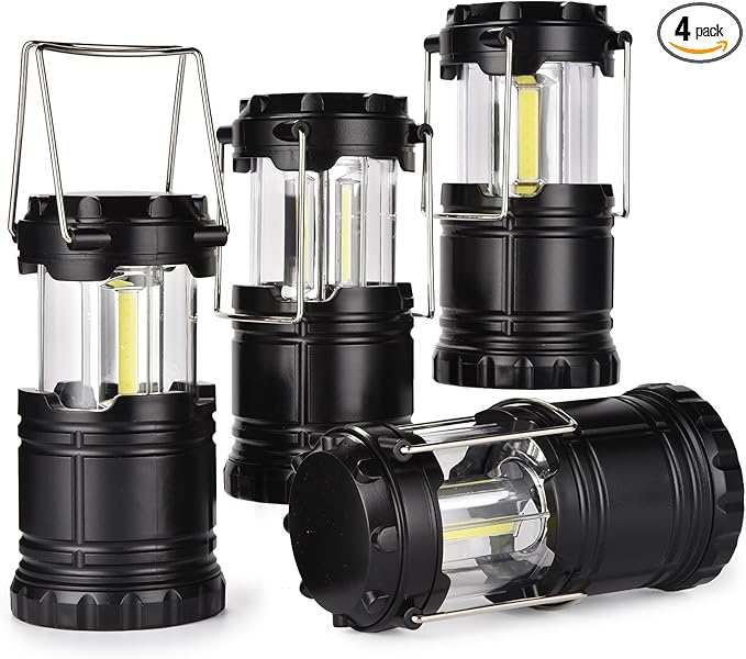 KPKJOO Lantern Collapsible Camping Light, Battery Operated Lanterns LED Super Bright for Power Outages Indoor Emergency Outdoor Camping Hiking Kit (4, COB)