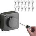 Retractable Clothesline Indoor,Bathroom Clothesline Retracting Heavy Duty Clothes Drying Laundry Line Travel Clothesline for Hotel Room Wall Mounted Stainless Steel Line-13.8 Feets,Gray