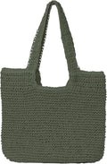 GOLDTIMO Beach Bags for Women - Summer Soft Large Woven Shoulder Purse Handbag, Beach Tote Straw Bag for Summer Vacation