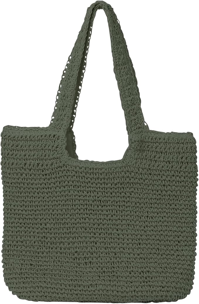 GOLDTIMO Beach Bags for Women - Summer Soft Large Woven Shoulder Purse Handbag, Beach Tote Straw Bag for Summer Vacation