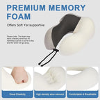 Travel Neck Pillow with 100% Light-Blocking Hood – Ergonomic Memory Foam Support Pillow for Airplane, Long Flights, Road Trips, Office and Car, Full Head and Neck Support with Skin-Friendly Cover