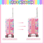 Kids Luggage with Spinner Wheels 5 Piece Carry on Suitcases for Girls Backpack with Lunch Box Pencil Case 16" Toddler Suitcase Set Airline Approved (Pink Heart)