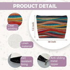 70s Retro Colorful Wavy Makeup Organizer, Vintage Aesthetic Women's Makeup Bag
