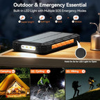 Solar-Charger-Power-Bank - 20000mah Solar Powered Battery Charger Cell Phone,20W Fast Charging Built in Cables,Camping Essentials Portable External Battery Pack Compatible with Multiple Devices