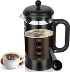 YMMIND 34 Ounce French Press Coffee Maker Black Stainless Steel Coffee Press, with 4-Level Filter System, Heat Resistant Thickness Borosilicate Glass, BPA-Free Brewed Coffee Pot for Camping Gifts
