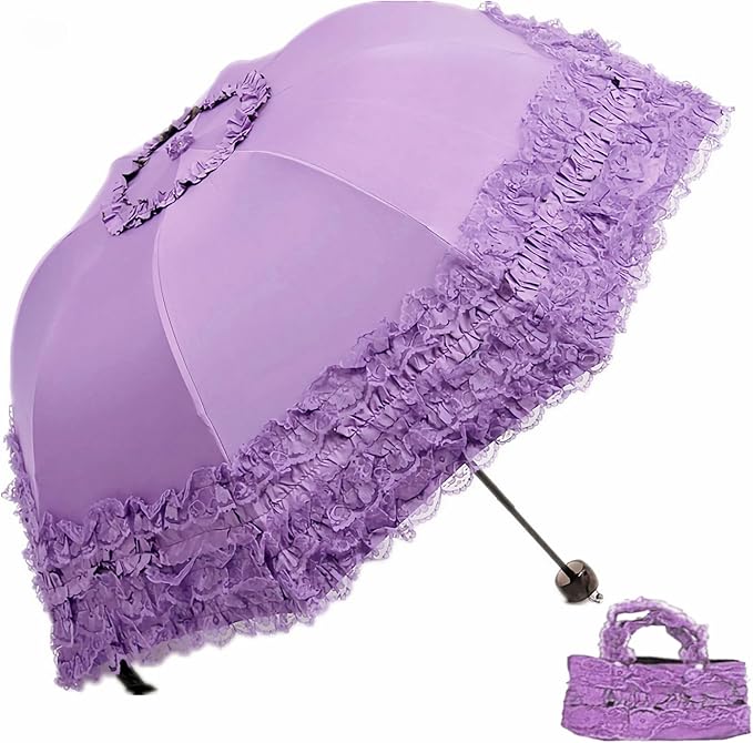 URAWESO Vintage Lace Parasol Gothic Lolita Umbrella UV Sun Protection Witch Cosplay Photoshoot Props Party Decoration