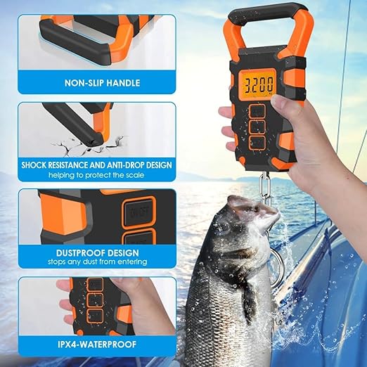 Portable Luggage Scale, 50KG Digital Fishing Scale with Ruler Portable Travel Luggage Weighing Scale Digital Fishing Scale Kitchen Food Scale