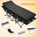 CYMULA Camping Cot Mattress 2in Memory Foam Sleeping Pad,Soft Warm Non-Slip Camping Mattress Topper with Retaining for Adults,Portable Roll up Pad for Travel（only Mattress）