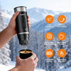 Portable Espresso Machine with Self-Heating System, 15 Bar Portable Coffee Maker Compatible with Capsules & Ground Coffee, Espresso Maker for Car, Camping & Travel