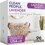 The Clean People Lavender Laundry Detergent Sheets - Laundry Soap - Ultra Concentrated, Recyclable Packaging, Stain Fighting - Lavender, 96 Pack