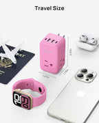 TROND Outlet Extender with USB C, 3 AC Outlet Splitter with 360 Rotation, Multiple Wall Plug with PD 20W Port, Cute Pink Plug Extension for Home Decoration, Travel Cruise Essentials