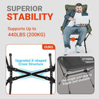 Overmont Oversized Camping Chair for Adults - 400lbs Support Heavy-Duty Padded Seat Outdoor Portable Folding Chair with Cooling Bag Cup Holder Carry Bag Comfortable for Sport Garden Beach Fishing Lawn