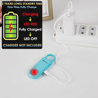 135dB Rechargeable Personal Safety Alarm Built-in Ultra-Bright Flashlight Non Slip Grip Keychain Emergency SOS Siren for Women, Students, Night Runner. Loud Sound Hiking Bear Alerts with Hook. Aqua