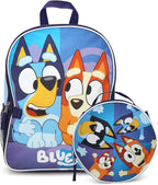 Fast Forward Bluey Kids Backpack and Lunch Box Set - 2 Piece 15 Inch School Backpack With Detachable Lunch Bag Set, Size One Size, Bluey Blue Round Lunch