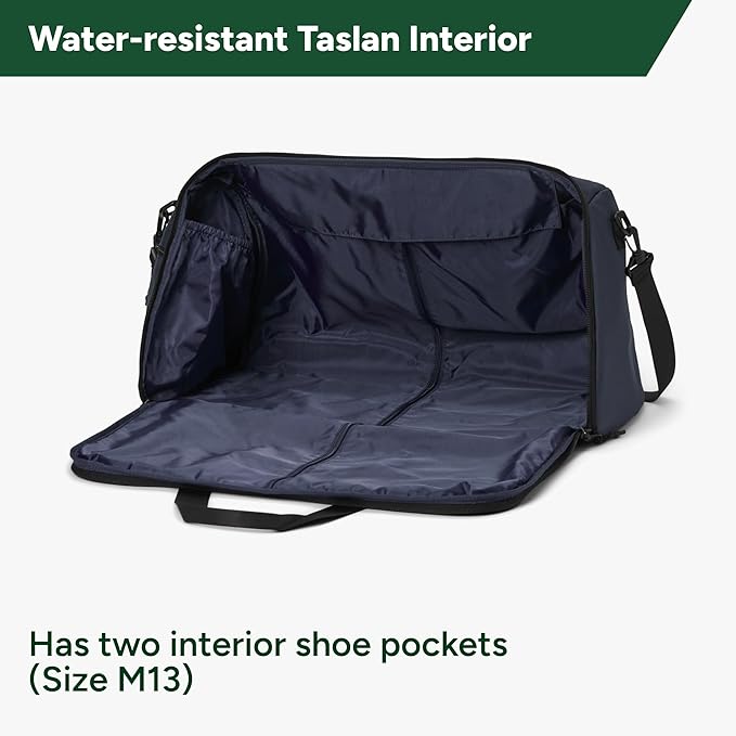 Halfday Convertible 2-in-1 Garment Duffel Weekender Bag 45L: Wrinkle-Free Travel (Hanging Suit Compartment, Shoe Pockets, Trolley Sleeve), Durable & Water-Resistant Carry-on, Marine