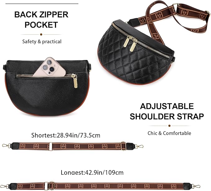 Eslcorri Small Crossbody Sling Bag for Women Trendy - Fanny Packs Leather Chest Belt Bum Bag Anti Theft Purse for Travel