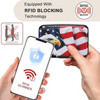 ELFISH Mini RFID Aluminum Wallet Credit Cards Holder Business Card Case Metal ID Case for Men Women（Flag2