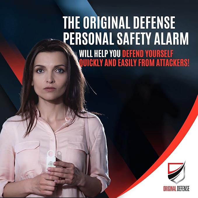 Original Defense® Siren Self-Defense Alarm - 130 dB Keychain Alarm with LED Strobe Light for Women, Children, and Elderly - Police Recommended - (White, 1 Count)