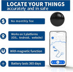 Mini GPS Tracker for Vehicles - No Monthly Fee Car Tracker with Anti-Loss, Location History & Long Battery Life, Compatible with Android ﻿ ﻿ (Black)