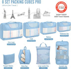 Veken 8 Set Packing Cubes for Travel Essentials, Suitcase Organizer Bags in 4 Sizes, Carry-On Luggage Accessories with Large Laundry & Hanging Toiletry Bag, Must-Have for Airplane, Road Trip & Camping