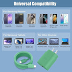 25W Super Fast Charging Cord Type C Block &10Ft USB C Android Phone Charger Cable for Samsung Galaxy S26 Ultra/S26/S26+/S25 Ultra/S25/24 Ultra/S24/S23 Ultra/S22 Ultra//Note 20/10,Green