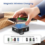 for Magsafe Portable Charger with AC Wall Plug, 6-in-1 Magnetic Wireless Power Bank 10000mAh Built-in Cables, 22.5W Type-C in&Out Fast Charging Battery Pack for iPhone 17/16/15/14/13/12 Series, Gray