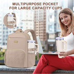 Focdod Laptop Backpack for Women Bookbag: 15.6 inch Work Backpacks with Pouch Pocket for Large Capacity Cup & USB Charger College Book Bag Travel Business Nurse Teacher Bookbags Anti-theft Back Pack