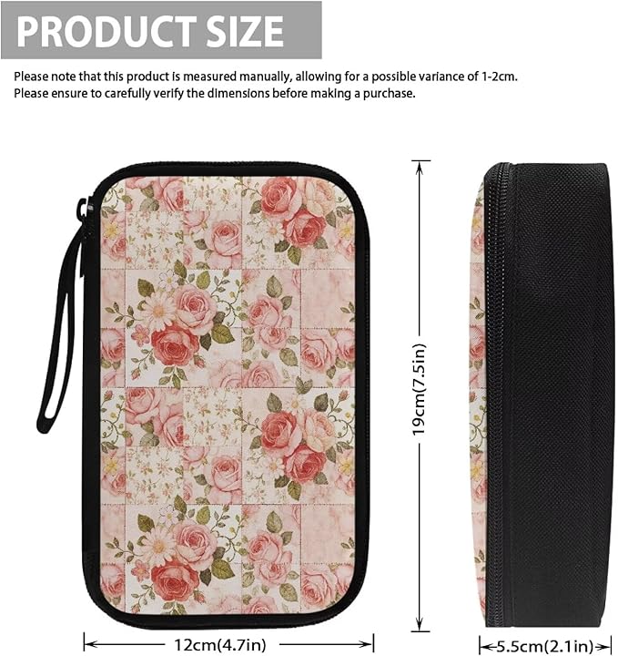 Pink Roses Electronic Organizer Travel Cable Organizer Bag Portable Pouch Electronic Accessories Carry Case for Cable Cord Charger Phone Earphone Tech Pouch