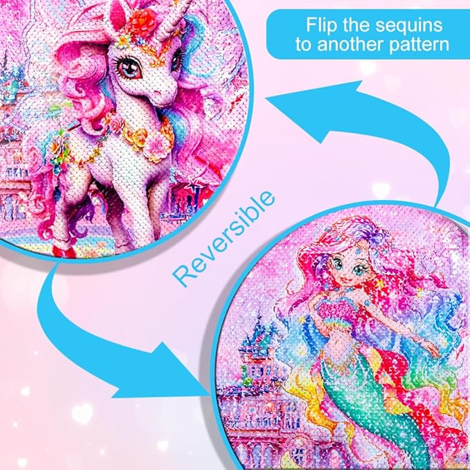 HPJGD Girls Luggage, Kids Sequins Rolling Luggage, Cute Unicorn Travel Carry on for Elementary Preschool Toddler