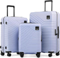 Coolife Luggage 3 Piece Set Hardside Upgraded Durable PC Lightweight Travel Suitcases with Dual Spinner Wheels & TSA Lock, 20'' Expandable Only (Light Purple, 3-Piece Set (20/24/28))