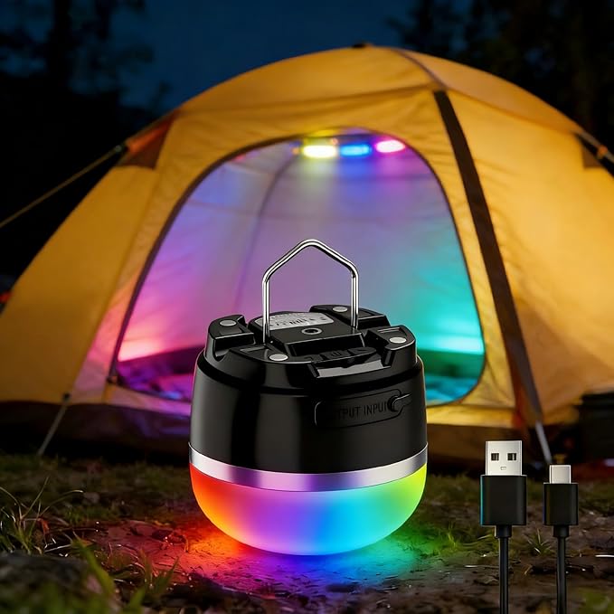 LED Camping Lantern, 8000mAh Rechargeable Camping Tent Light with 13 Light Modes, 6 Brightness Adjustable Tent Lamp, IP44 Waterproof Emergency Hanging Light for Hurricane, Power Outages