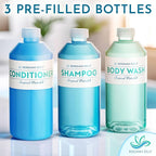 Bergman Kelly - Replacement Shampoo, Conditioner & Body Wash Refill Set - 12.6 oz, 3 Piece Set - Tropical Waterfall - for Dispensers - Delight Guests with Invigorating & Refreshing Hotel Hospitality