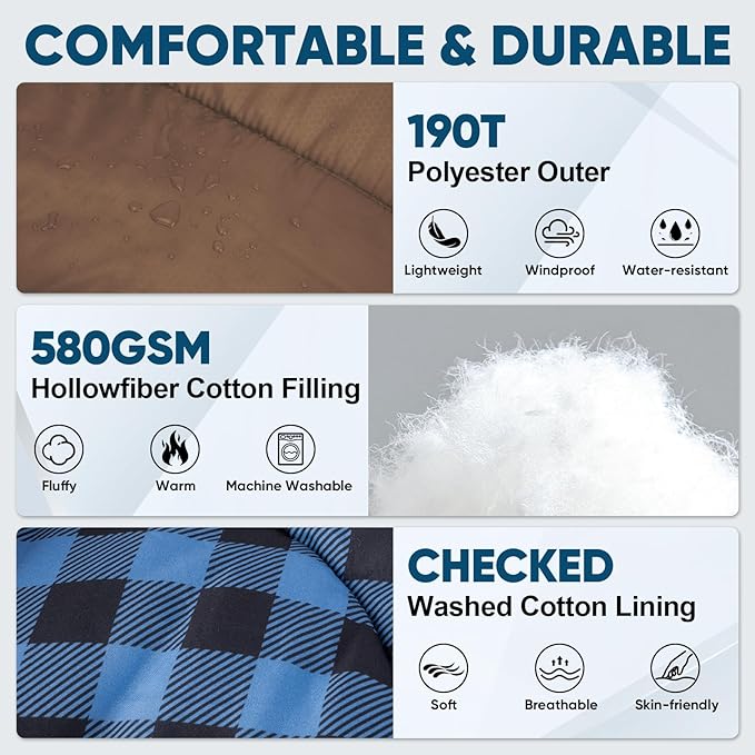 PTEROMY Sleeping Bags for Adults, Lightweight and Machine Washable, Water Resistant Backpacking Camping Sleeping Bag for Warm Cold Weather, Camping Essentials for Hiking Travel